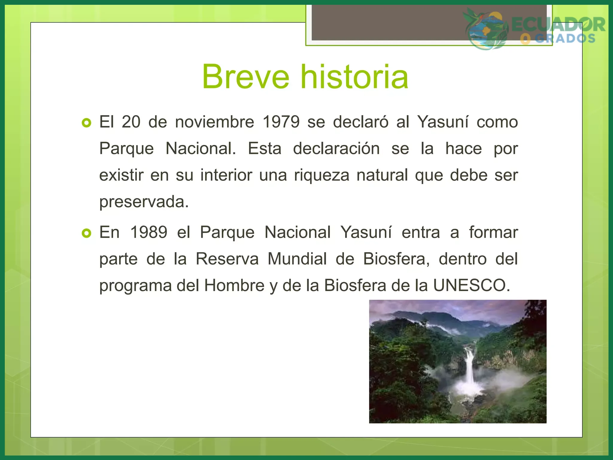 Definición: área protegida de 10,200 km² en la Amazonía ecuatoriana