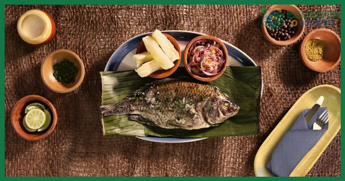 Maito de pescado y tilapia envueltos en hojas de plátano