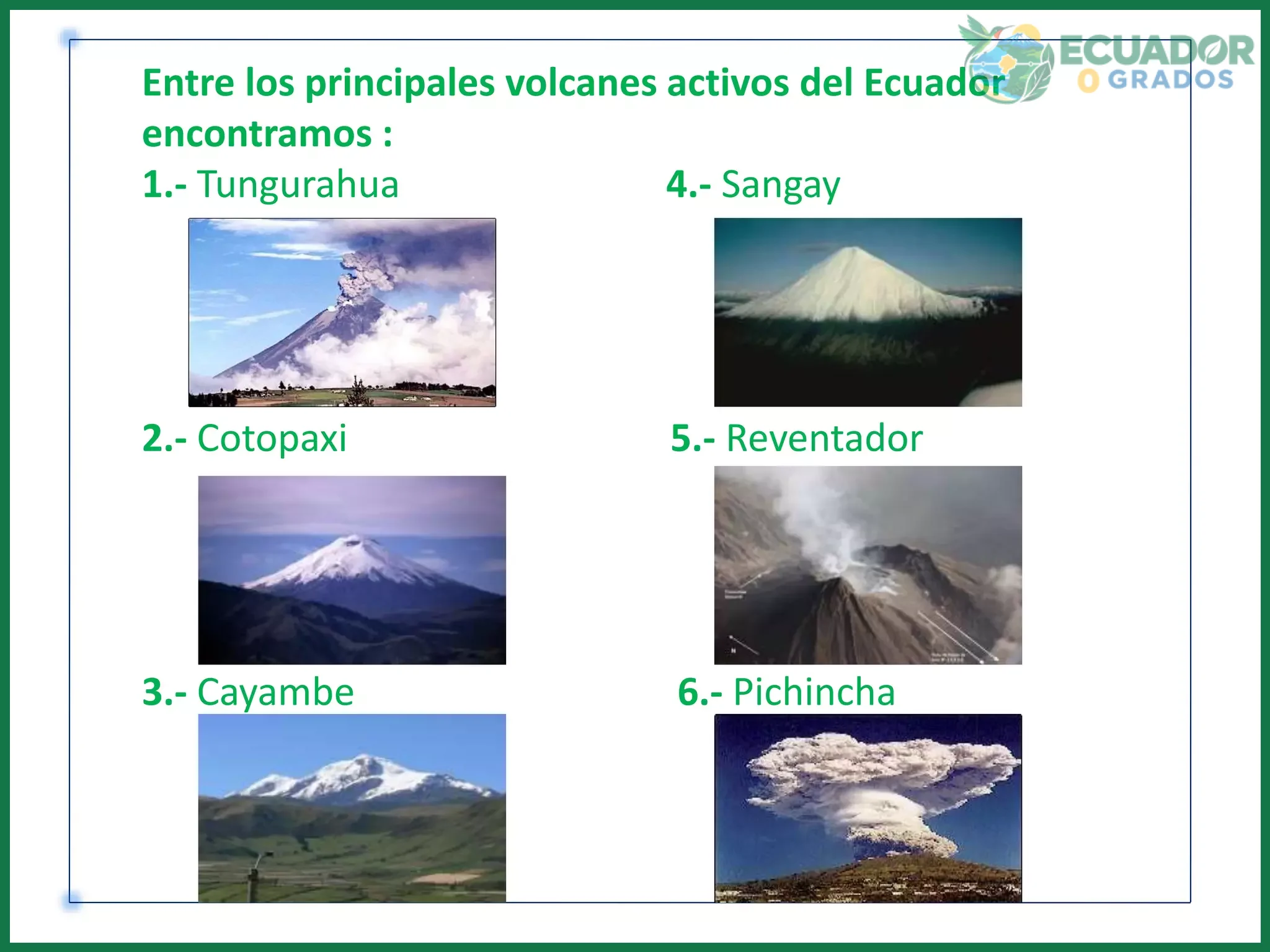 Qué volcanes activos hay en Ecuador